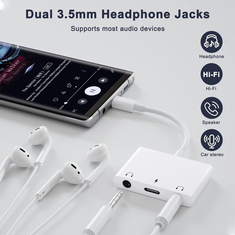 Headphone Adapter for iPad, Headphone Splitter for 2 Headphones,3 in 1 USB C ... gallery