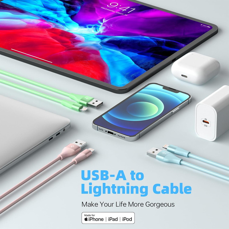 Iphone Charger 3Pack 10 FT Apple Mfi Certified Lightning Cable Fast Charging Iph gallery