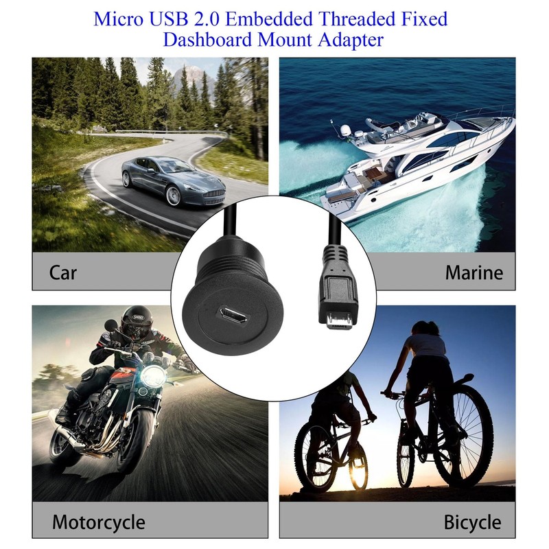 30cm Micro USB Male, Female, Flush Mount Cable, Threaded Fixed, 480Mbps gallery