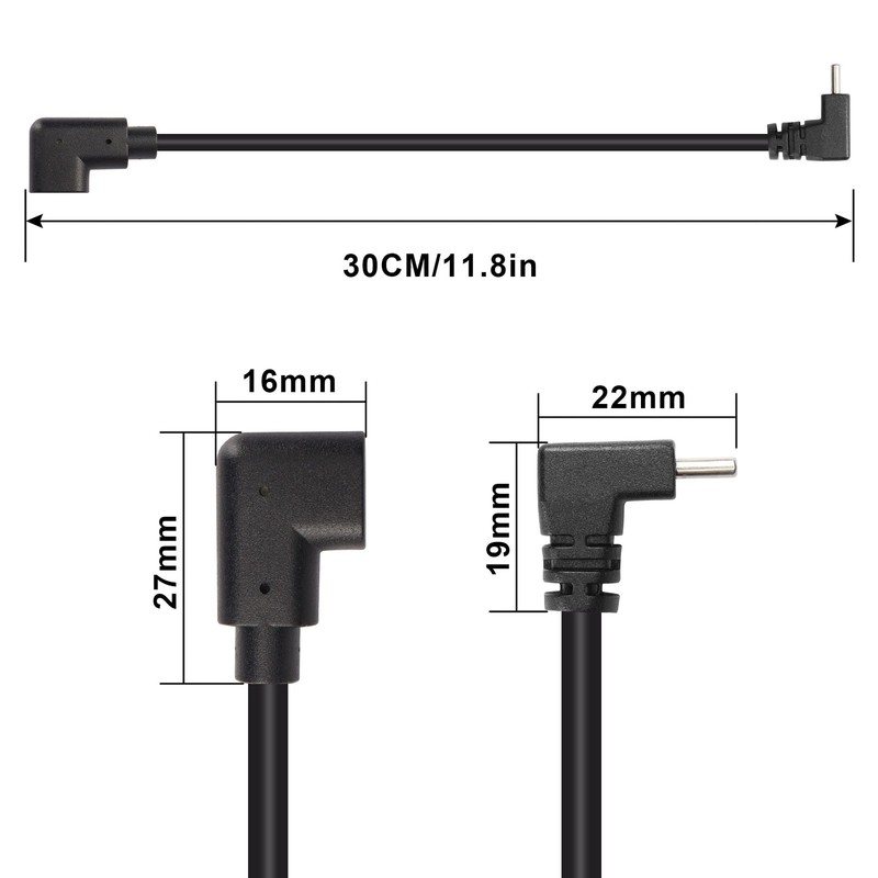 USB C Extension Cable Extender Cord Up Angle 90 Degree Male Right Female 0.3m gallery