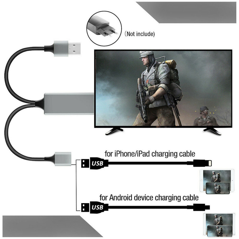 1080P HD HDMI Mirroring Cable Phone to TV HDTV Adapter For iPhone/ iPad/Android gallery