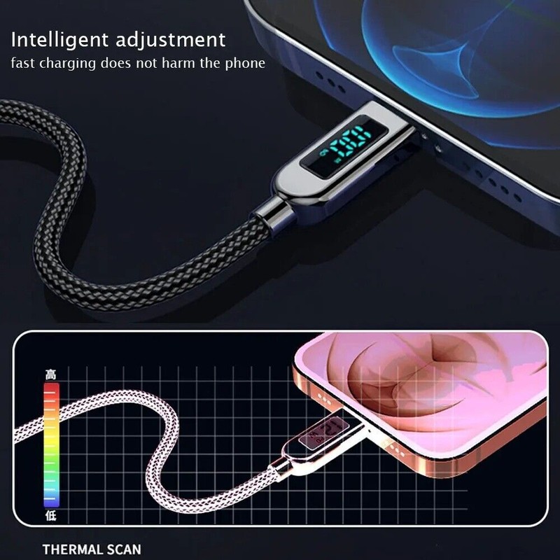 100W 6.5FT PD USB C To USB C Cable Fast Charging Cord LED Display Type C Charger gallery