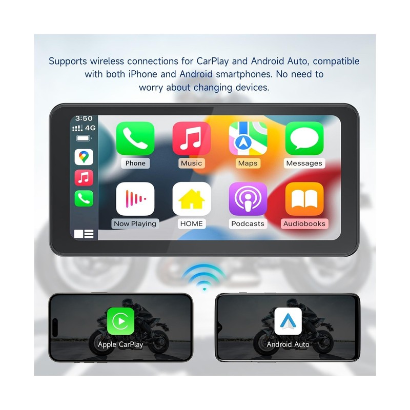 Spedal CL871 6.25" Motorcycle CarPlay ＆ Android Auto Screen, Full Body Wa gallery