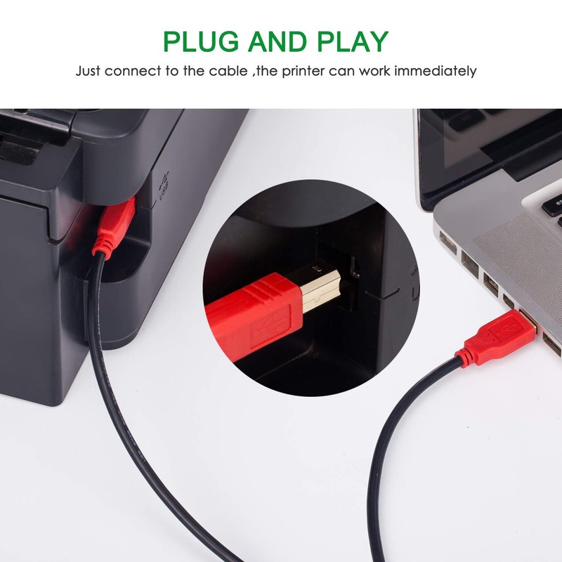Printer Cable, 30FT Type A-Male to B-Male Cable Compatible with HP, Canon, Ep... gallery