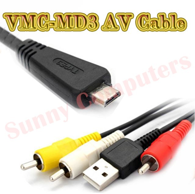 VMC-MD3 USB AV RCA Cable TV Cord For Sony Digital Camera DSC-W350 W360 W390 W320