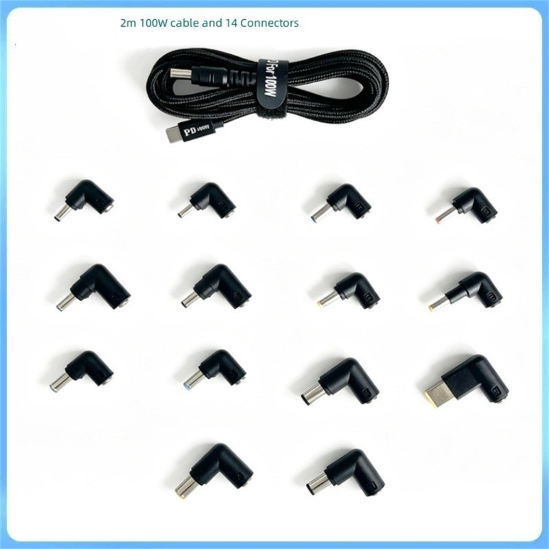Universal 100WPD to Adapter Cable 14 Tip Laptop Chargers Lightweight