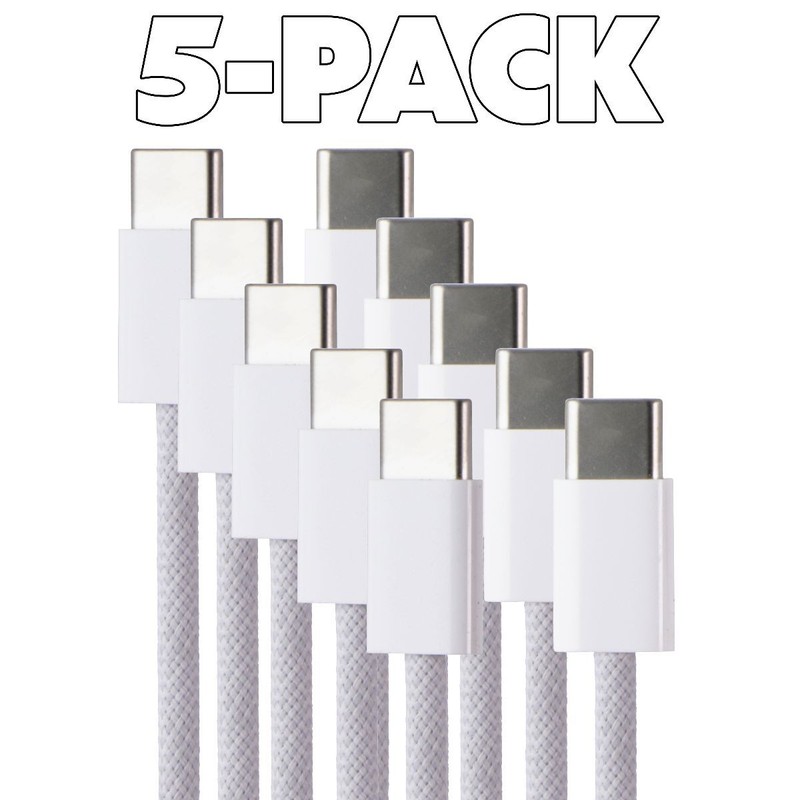 Apple (5 Pack) of 60W (3.3-Ft) USB-C Cables for iPhone 15, iPads, and MacBooks