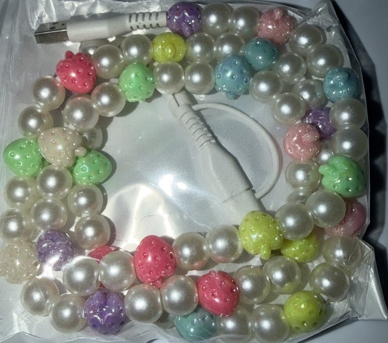 Stylish Beaded Phone Charger Cable Candy Colors USB-A & USB-C