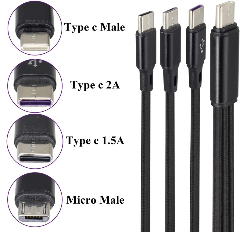 2 Pack 4FT USB C Splitter Cable 3 in 1 Type C Micro USB Fast Charge Cord gallery