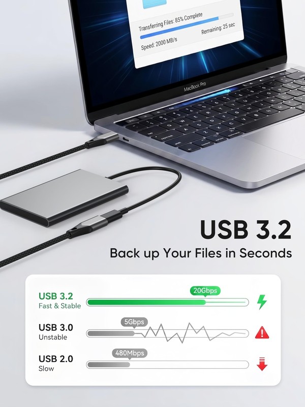 USB Extension Cable 6ft, 4K60Hz Video/20Gbps/100W Fast Data Transfer Charging... gallery