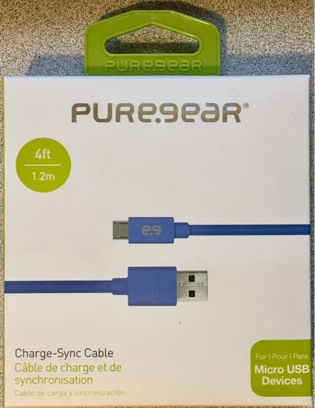 New Original PureGear Charge-Sync Cable for Micro USB Devices – 4ft – Blue -!