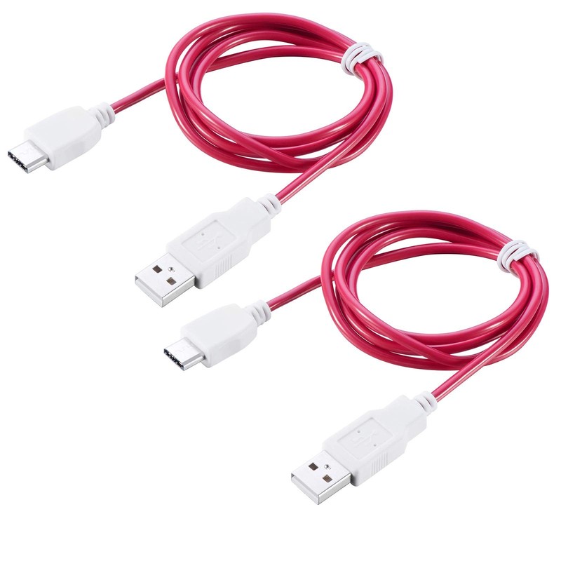 2-Pack Red Charging Cable for Nabi DreamTab Jr. 2S Elev-8 XD Jr.S Tablet