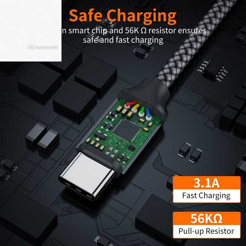 3 Pack Short 1ft USB A to USB C Cable Fast Charging Cord iPhone 16 15 Samsung (7 gallery