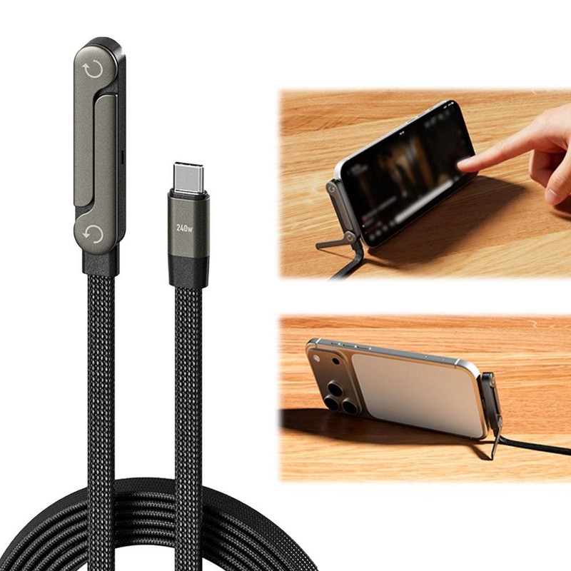 Fast Charging Foldable Bracket Data Cable 2-in-1 Data Wire Foldable Phone Tablet gallery
