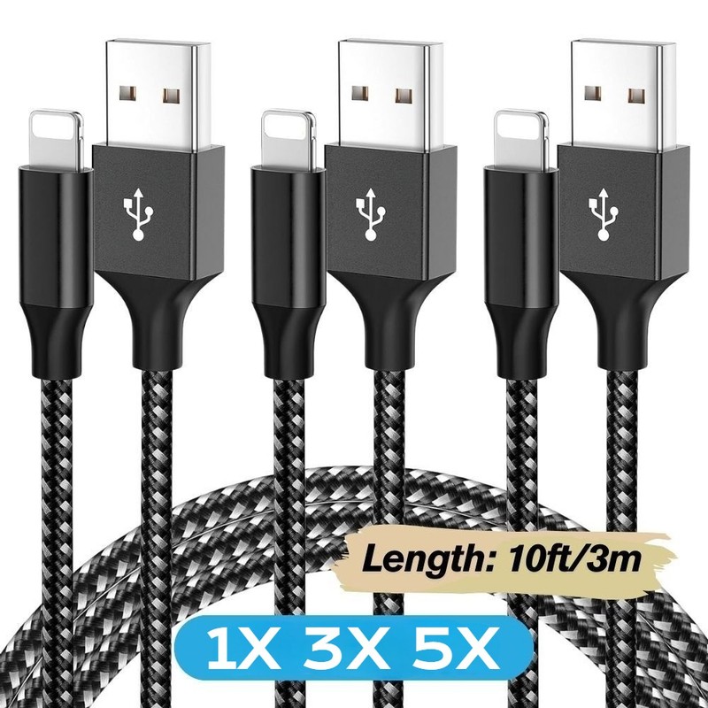 Heavy Duty Fast Charging Cord 10FT USB Charger Cable For iPhone 14 13 12 11 XR 8