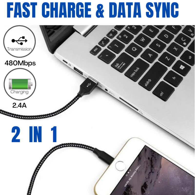 3 Pack 10Ft USB Cable For iPhone 14 13 12 11 Pro XR Heavy Duty Charging Cord Lot gallery