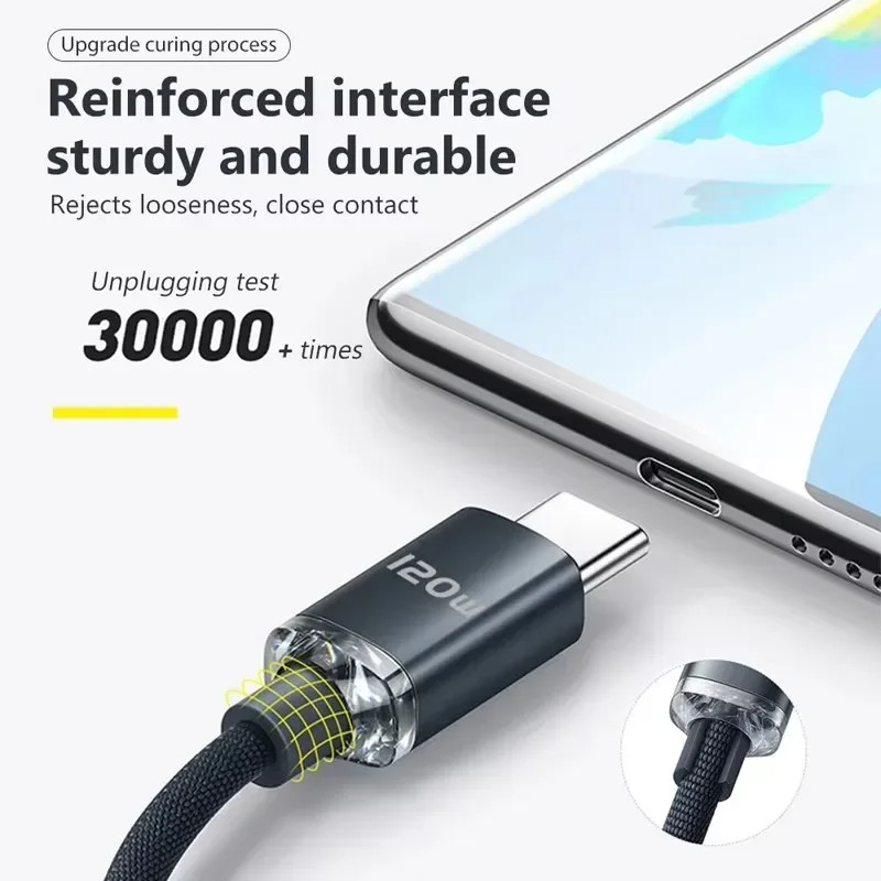 120W USB A to USB C Fast Charging Cable PD Quick Charge Data Cord Universal gallery