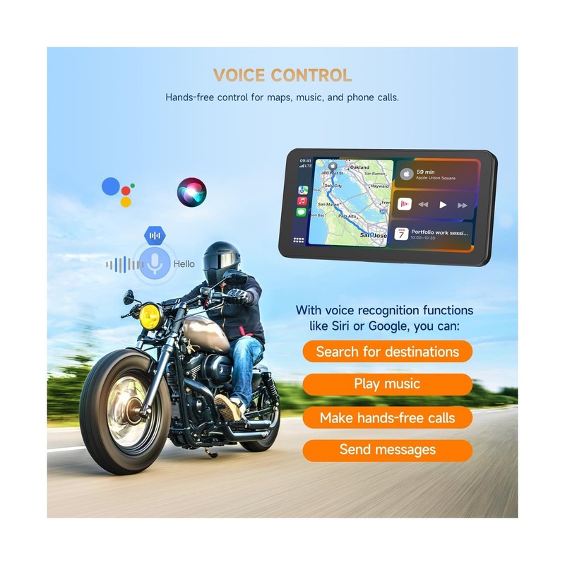 Spedal CL871 6.25" Motorcycle CarPlay ＆ Android Auto Screen, Full Body Wa gallery