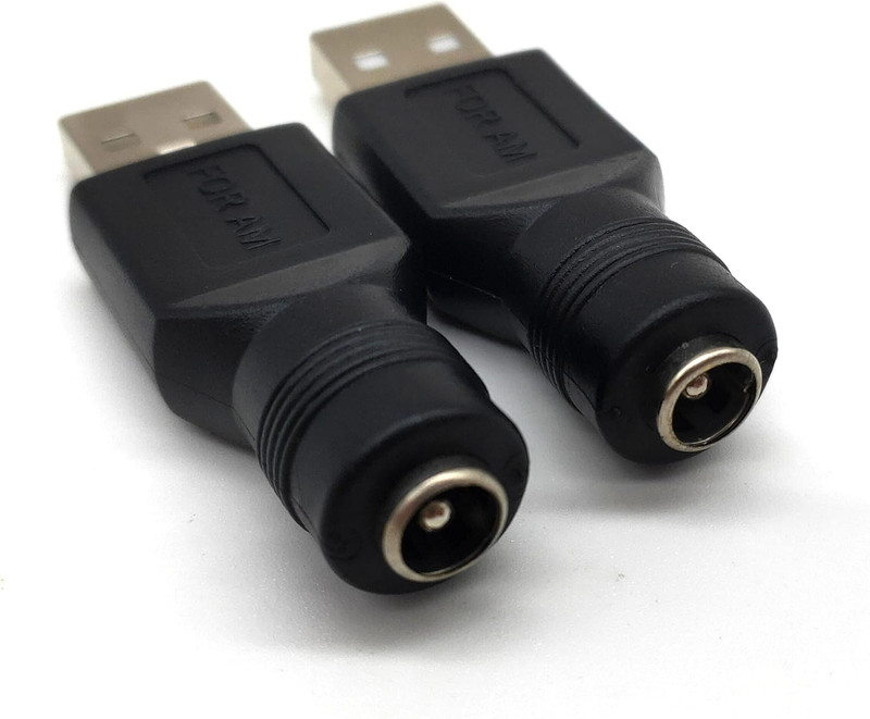 USB to DC Power Adapter, 2PCS USB 2.0 Male to DC 5.5Mm X 2.1Mm Female 5V Connect gallery