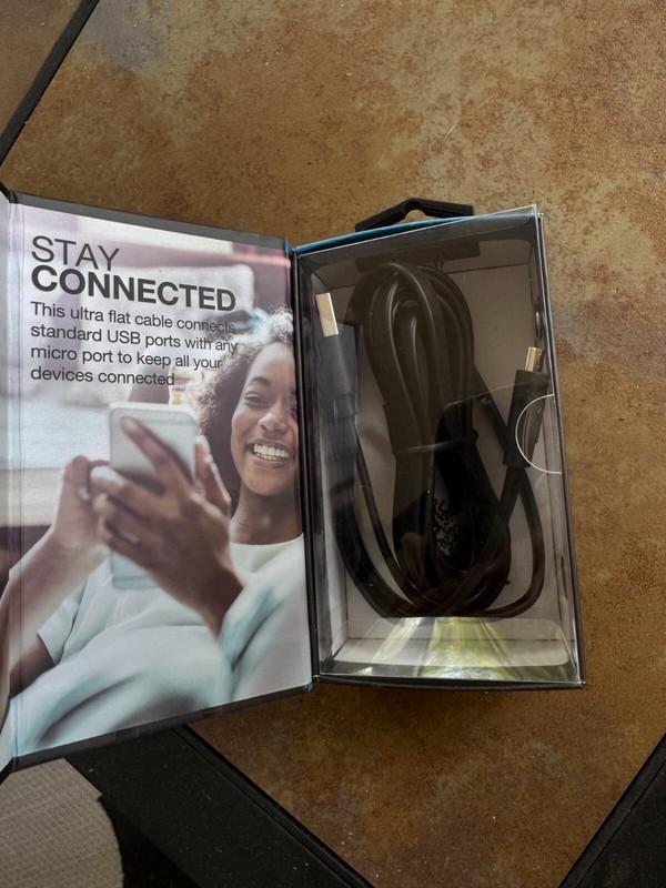 6' Brookstone Flat Micro To USB Cable Black 6 ft gallery