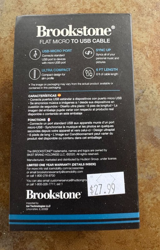 6' Brookstone Flat Micro To USB Cable Black 6 ft gallery