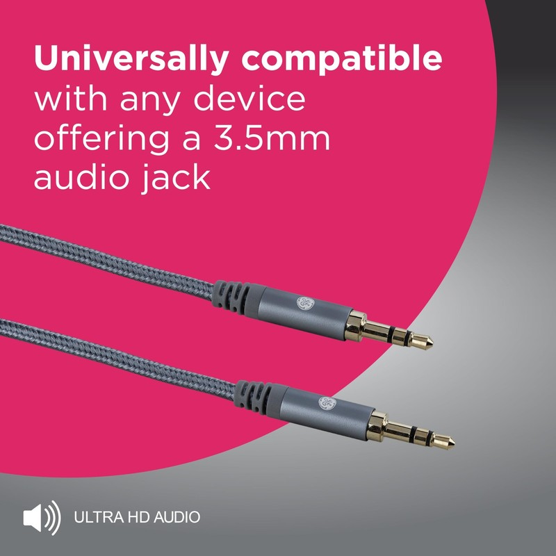 6pk GE Pro 3.5mm Aux Cable 6ft Premium Ultra HD Audio Cord Car Stereo 33524 gallery