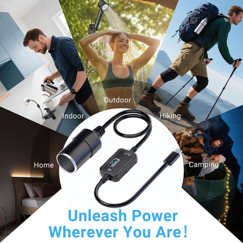 USB C to 12V Cigarette Lighter Adapter, 36W Type C Power Converter for Dash Cam, gallery