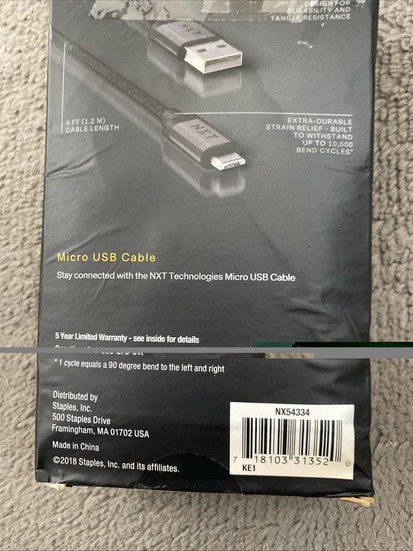 NXT Tech 4 Ft. USB-A to Micro-USB Charging Cable for Samsung/Android, Black54334 gallery