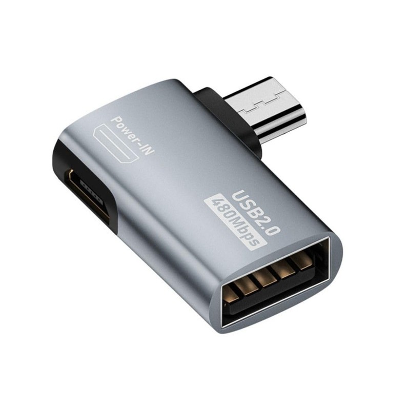 2 In 1 Micro Usb Otg Power Adapter Micro Usb Male To Usb 2.0 Female 90 Degree Le