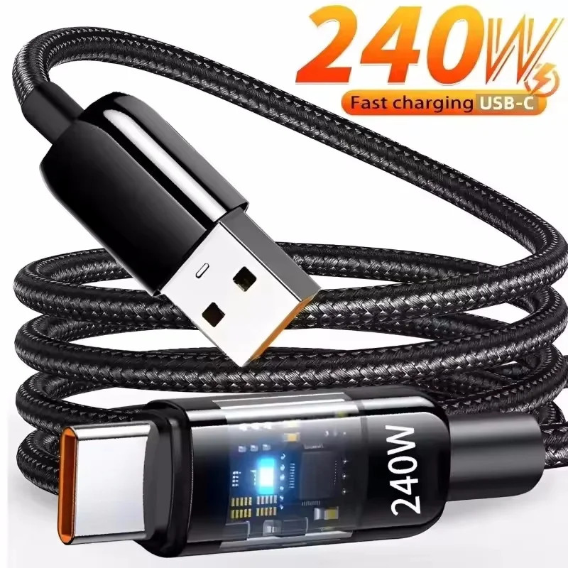 1/2M Length C -C 240W USB Type C Cable PD Fast Charging Phone Charger Data Cord