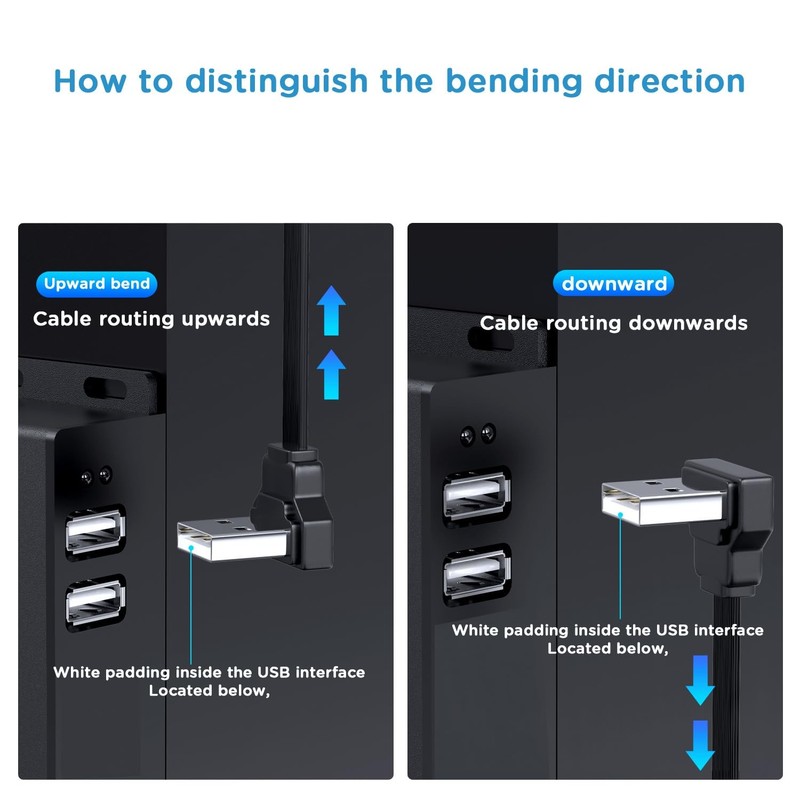 2 PCS 90 Degree USB 2.0 Extension Cable Flat Right Angle Male Female 8 Inch gallery
