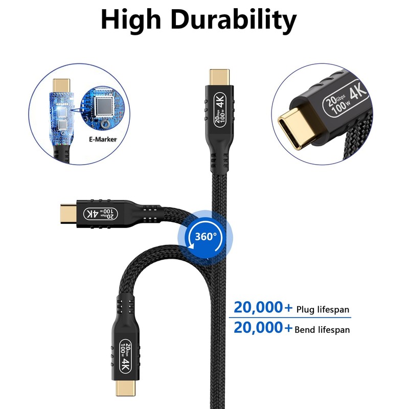 USB C Cable 3.2 Gen 2 Data Transfer 16.5 FT 100W PD 4K@60Hz Video Monitor gallery