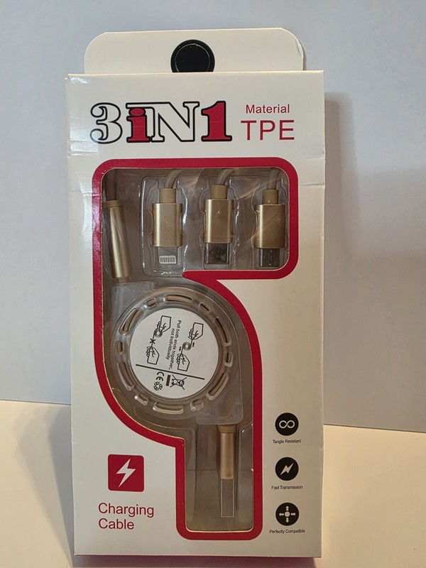 3 in 1 Fast USB Charging Cable Universal Multi Function Cell Phone Charger Cord