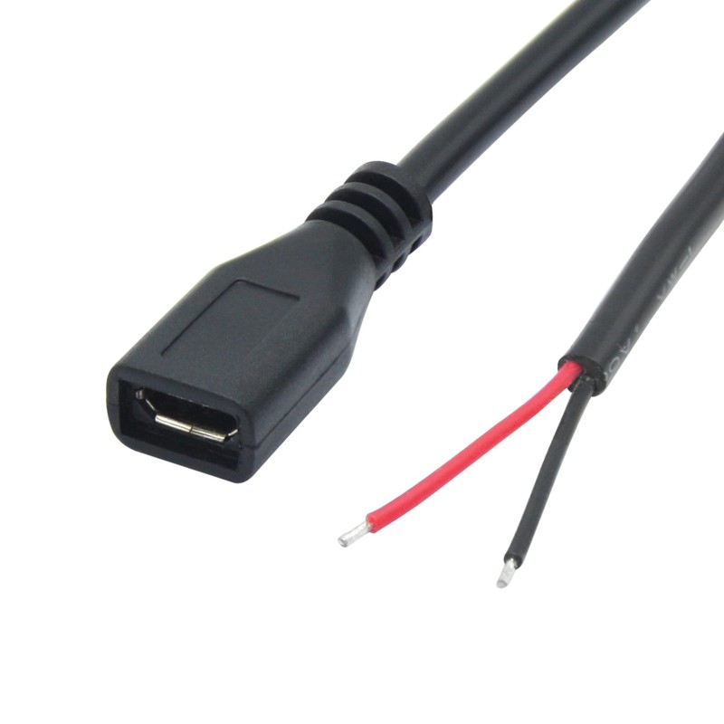 Short Micro USB Female 2 Pin Bare Wire,30cm/11.8in to Open End gallery