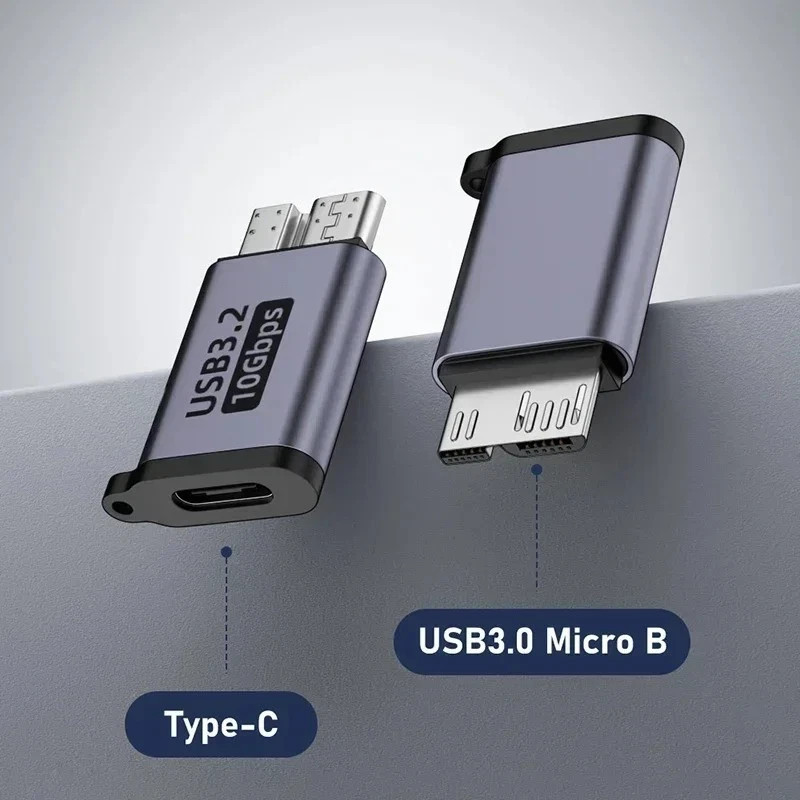 Micro B USB 3.0 Male to Type-C Female Adapter: Fast Data Transfer HDD Connector