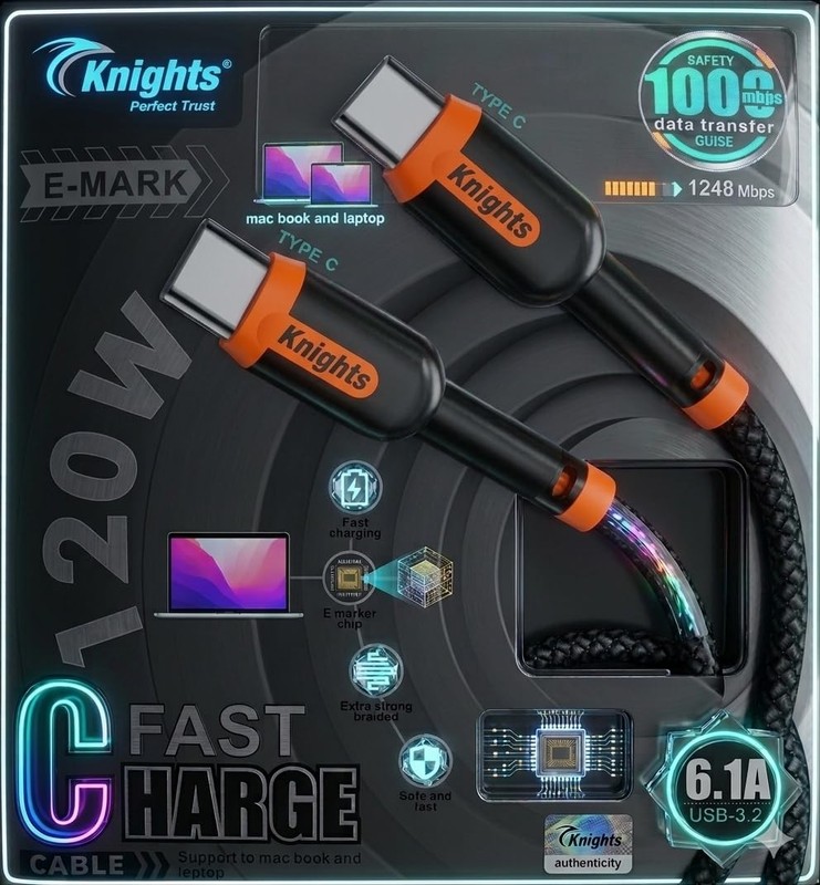 USB -to -Cable 3.3FT (1M), 100W Fast Charging, Nylon Braided, -Marker Chip, D…