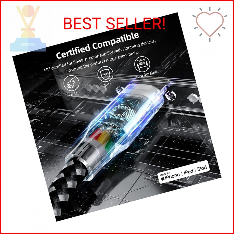iPhone Charger Fast Charging Cord 3 Pack 10 FT Apple MFi Certified Lightning Cab gallery