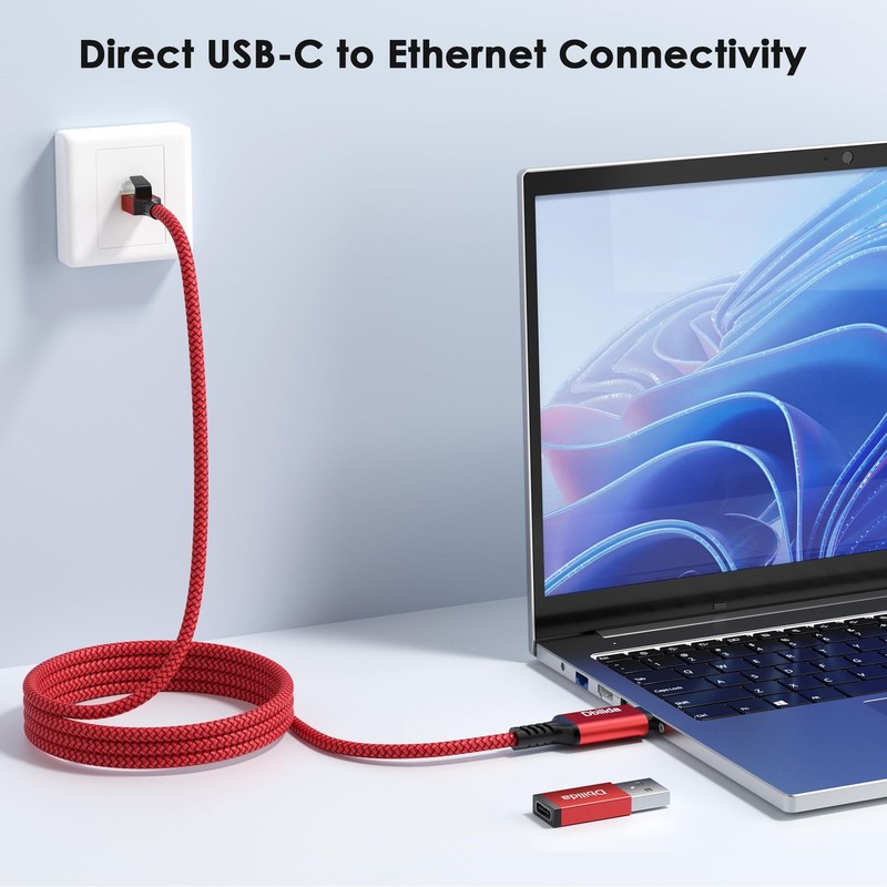 USB C to Ethernet Cable 6 FT - 2 in 1, USB A/C to RJ45 Cable, 1Gbps Braided E... gallery
