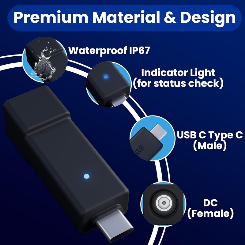 Starlink Mini Power Cable Adapter, USB C Male to DC Female gallery