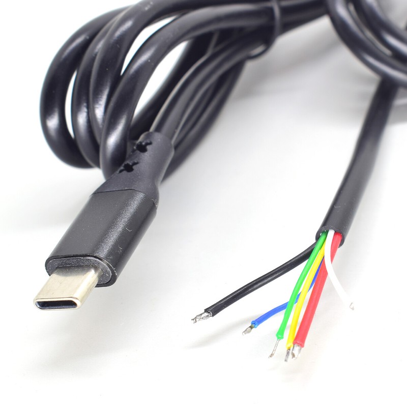 10pcs 4ft USB C Type-C Male Plug Cable 3A 22AWG 6core Power Data Pigtail Cable