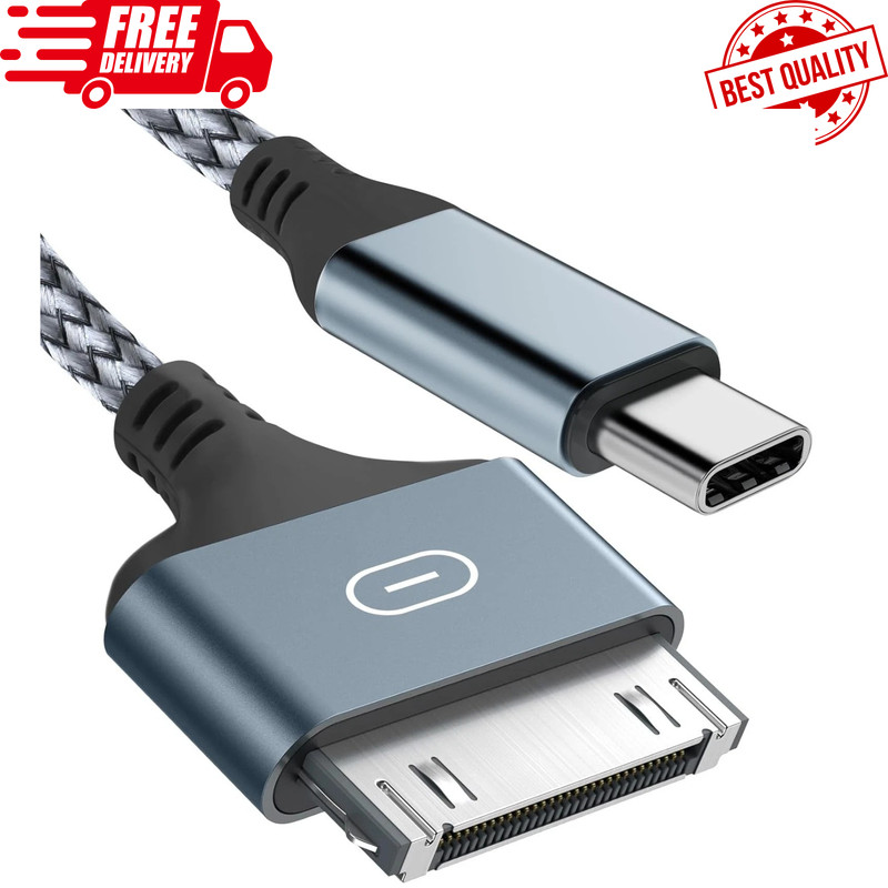 30 Pin to USB C Adapter Ipod Charger Nylon Braided Fast Charging Data Cord Next