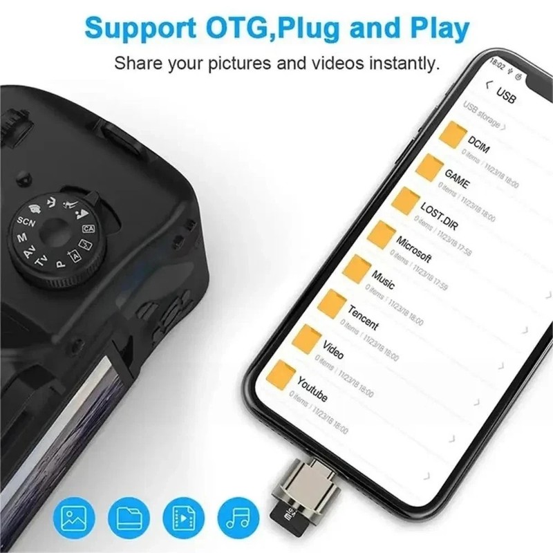 Type C To Micro SD TF Card Reader OTG USB Adapter Converter For Samsung Phone gallery