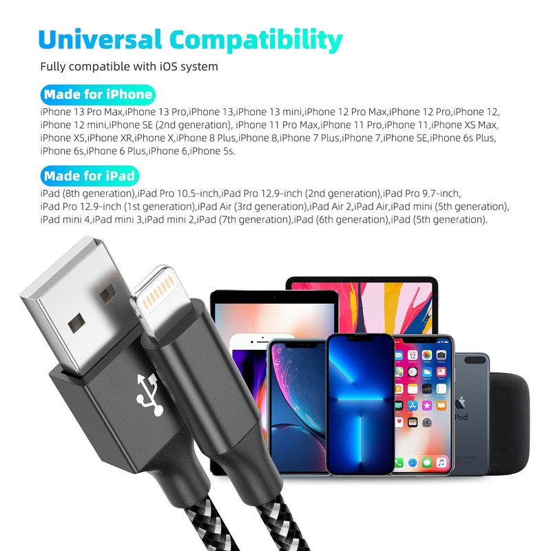 iPhone Charger Apple MFi Certified 3pack 10FT Long Lightning Cable Fast Charg... gallery