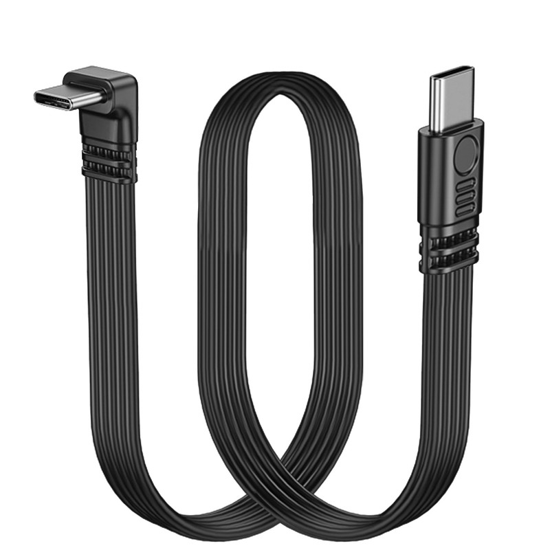 Short 90 Degree USB Type C 2.0 Flat Cable,PD 65W USB C 2.0 Fast Charge Cable,.