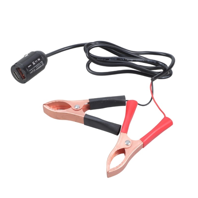 Vehicle Power Adapter 12V To 5V USB Charger With Alligator Clamps Double Port gallery