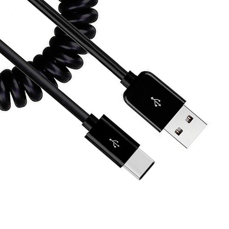 For TCL K33/K32 5G – USB Cable Coiled Type-C Charger Cord USB-C
