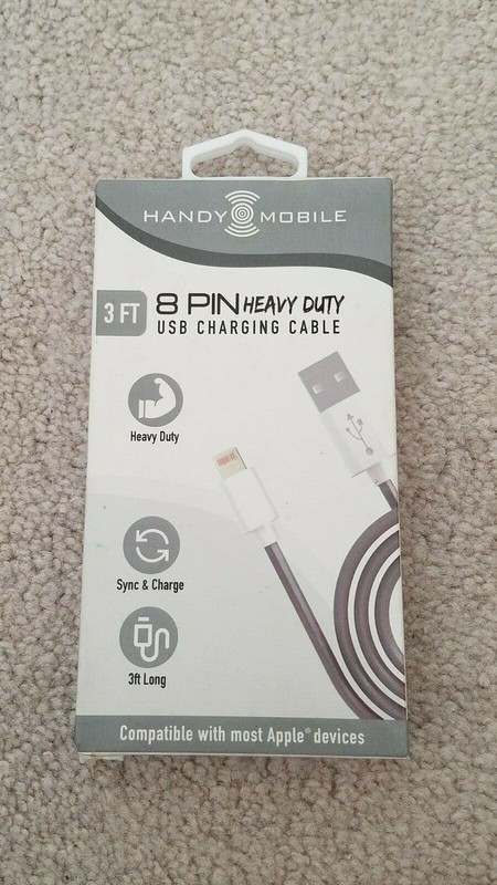 Handy Mobile 8 Pin Robe USB Cable Charge ‘N Sync 3ft Long White New