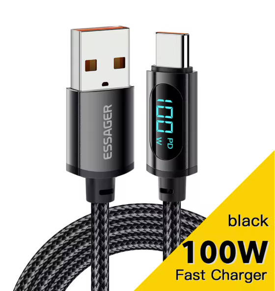 120W USB-C Fast Charging Cable LED Power Display for iPhone 16 15 Samsung
