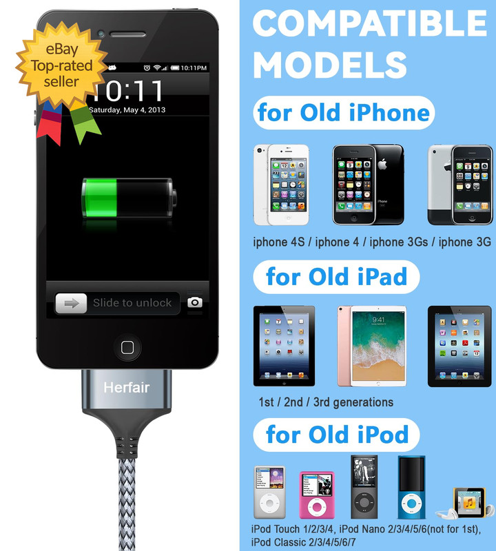 USB C to 30 Pin Charger Cable Nylon Braided Modern Charging Cord Compatible gallery