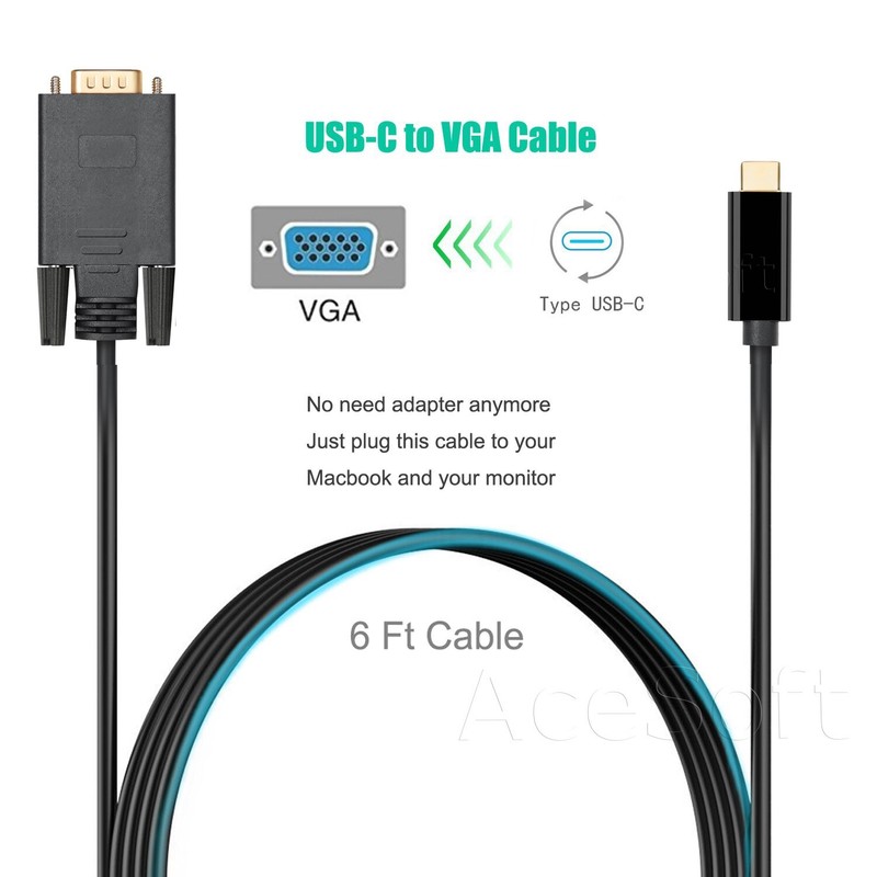 High Stability Type C to VGA Male Cable for Samsung Galaxy Tab S7+ 12.4″ SM-T970